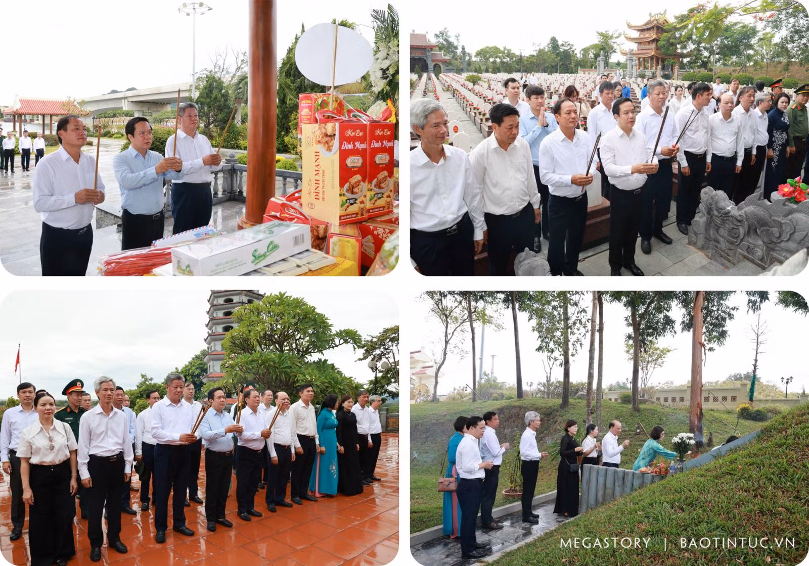 Đoàn đại biểu Tỉnh ủy, HĐND, UBND, Ủy ban MTTQ Việt Nam tỉnh Hưng Yên dâng hương, dâng hoa tại Đền tưởng niệm liệt sĩ Trường Sơn - Bến phà Long Đại.