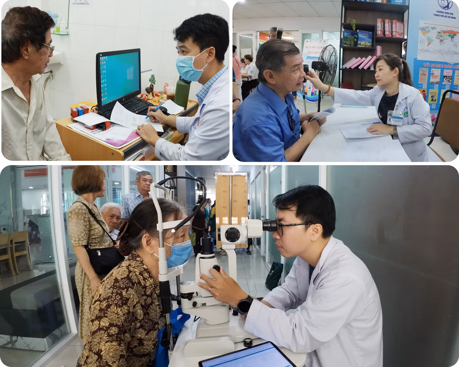 Bác sĩ Bệnh viện Da liễu Thành phố Hồ Chí Minh khám bệnh cho người dân phường Xuân Hòa.
