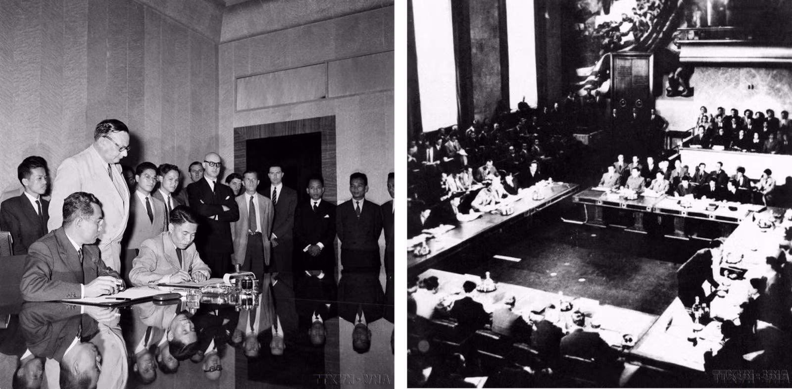 Sau Chiến thắng Điện Biên Phủ năm 1954, ngành Ngoại giao đã thực hiện cuộc đấu trí đàm phán để đạt được Hiệp định Geneve, buộc Pháp và các nước lớn công nhận quyền dân tộc cơ bản của Việt Nam.