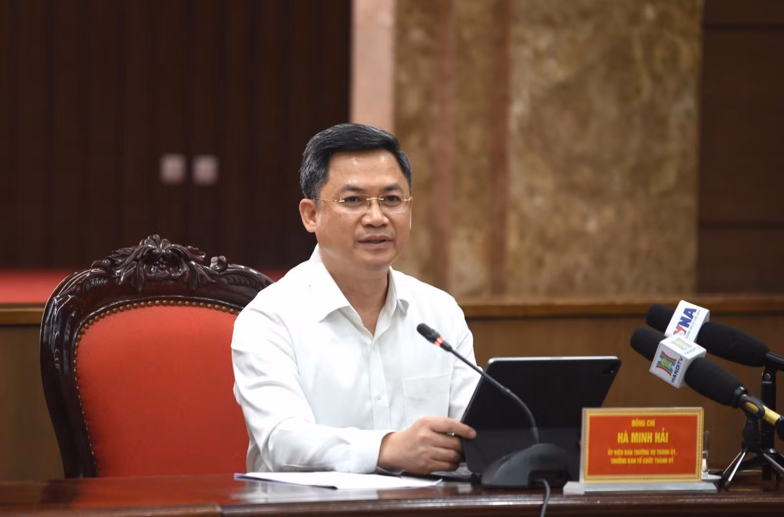 Trưởng Ban Tổ chức Thành ủy Hà Nội Hà Minh Hải.