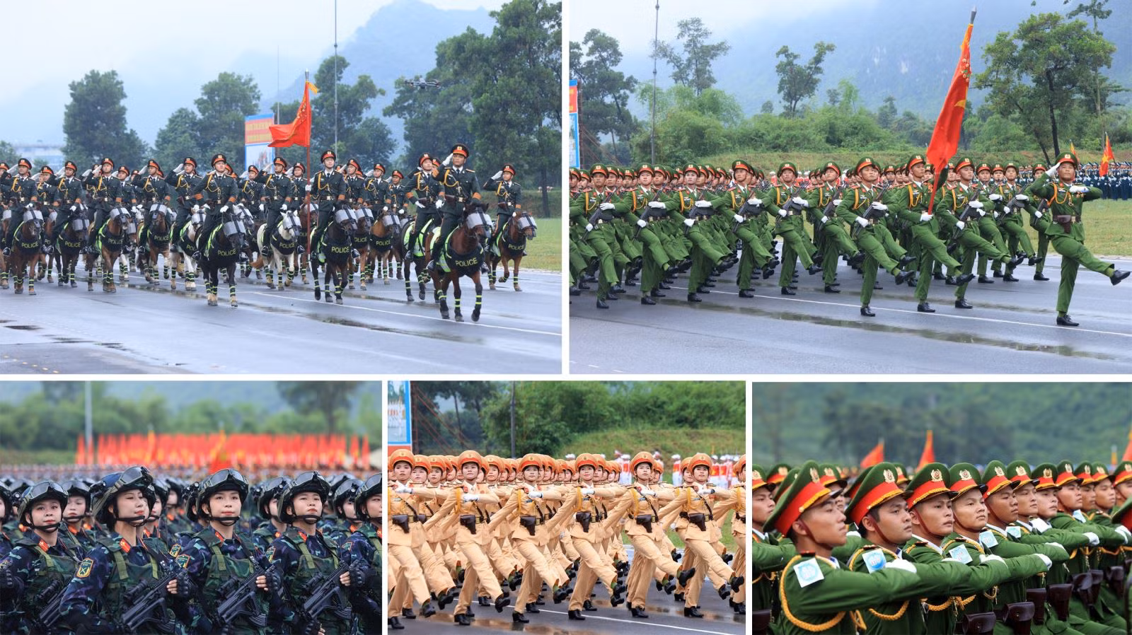 Các lực lượng Công an Nhân dân tham gia Tổng hợp luyện lần thứ tư các lực lượng diễu binh, diễu hành trong Lễ kỷ niệm 80 năm Cách mạng Tháng Tám và Quốc khánh 2/9.