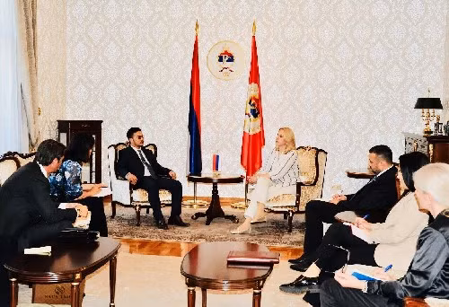 Tổng thống Serbia, bà Zeljka Cvijanovic tại buổi tiếp ông Mai Vũ Minh.