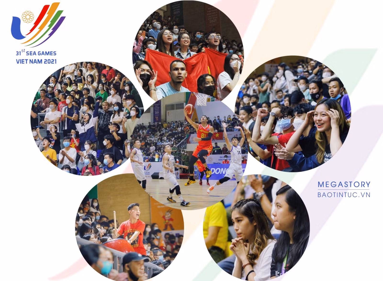 Đông đảo người hâm mộ đến cổ vũ trận đấu giữa đội tuyển Bóng rổ Việt Nam và Singapore.