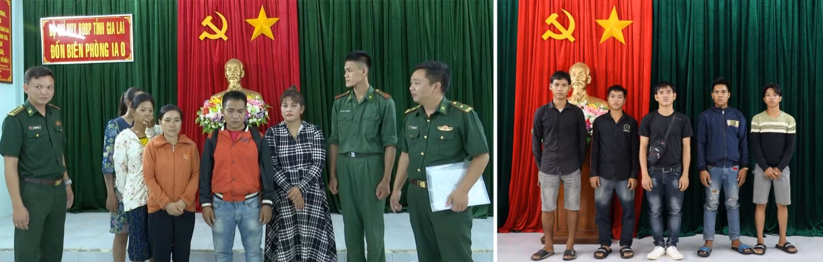 Các nạn nhân được lực lượng biên phòng hỗ trợ đưa về địa phương an toàn từ việc tiếp nhận từ cảnh sát biên phòng Campuchia.