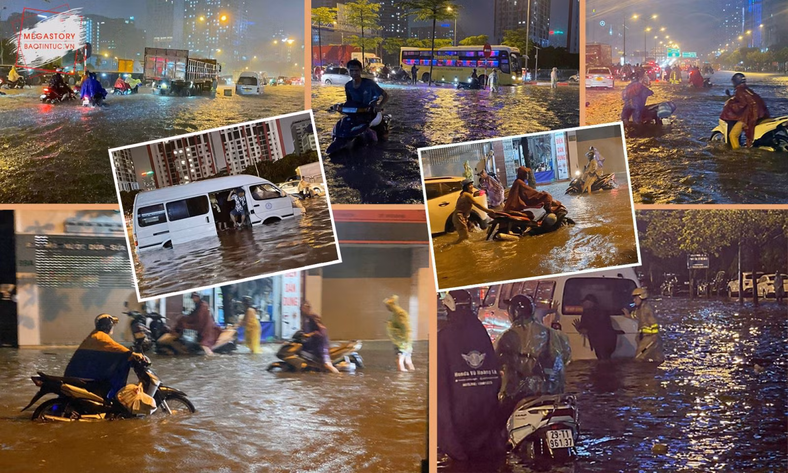 Nhiều tuyến phố bị ngập sâu sau trận mưa lớn, ảnh hưởng nghiêm trọng đến người dân, các phương tiện tham gia giao thông.