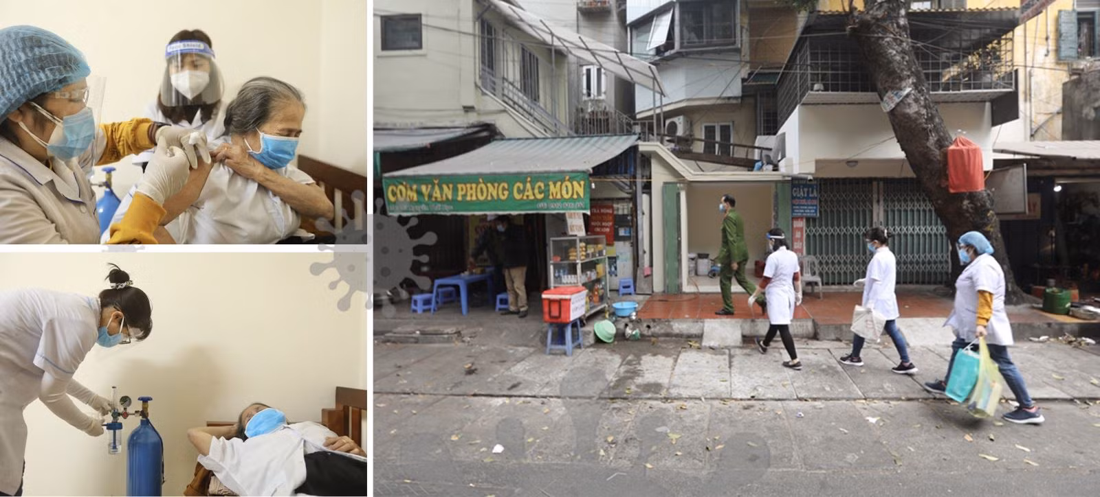 Tổ tiêm lưu động phường Điện Biên (quận Ba Đình) tới tận nhà tiêm cho người cao tuổi, người bị hạn chế khả năng di chuyển.