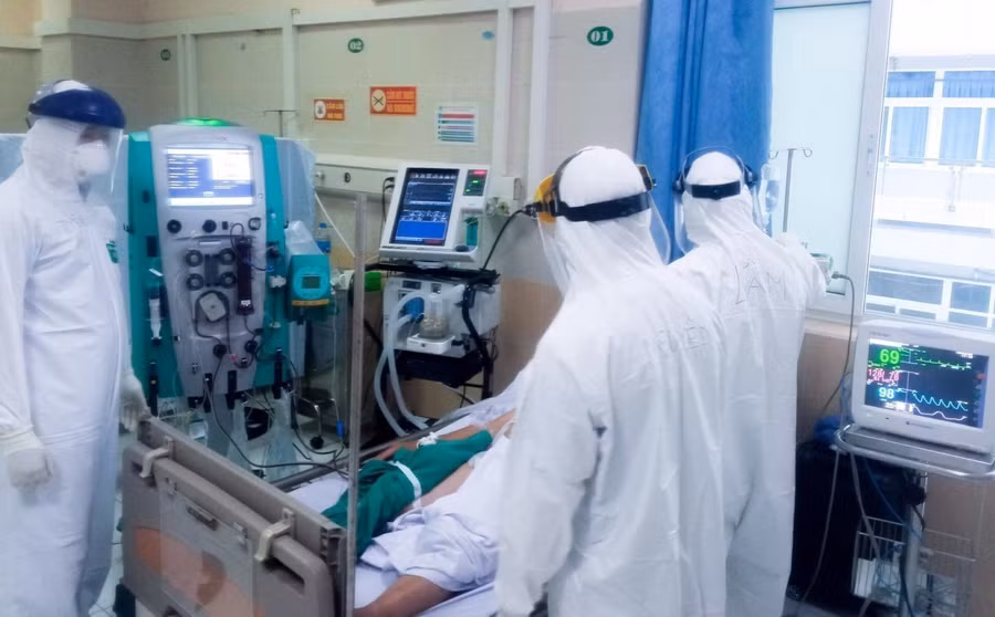 Khu điều trị bệnh nhân COVID-19 tại Bệnh viện đa khoa Đức Giang.