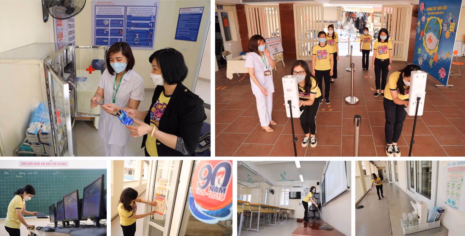 Công tác chuẩn bị đón học sinh đi học trực tiếp.