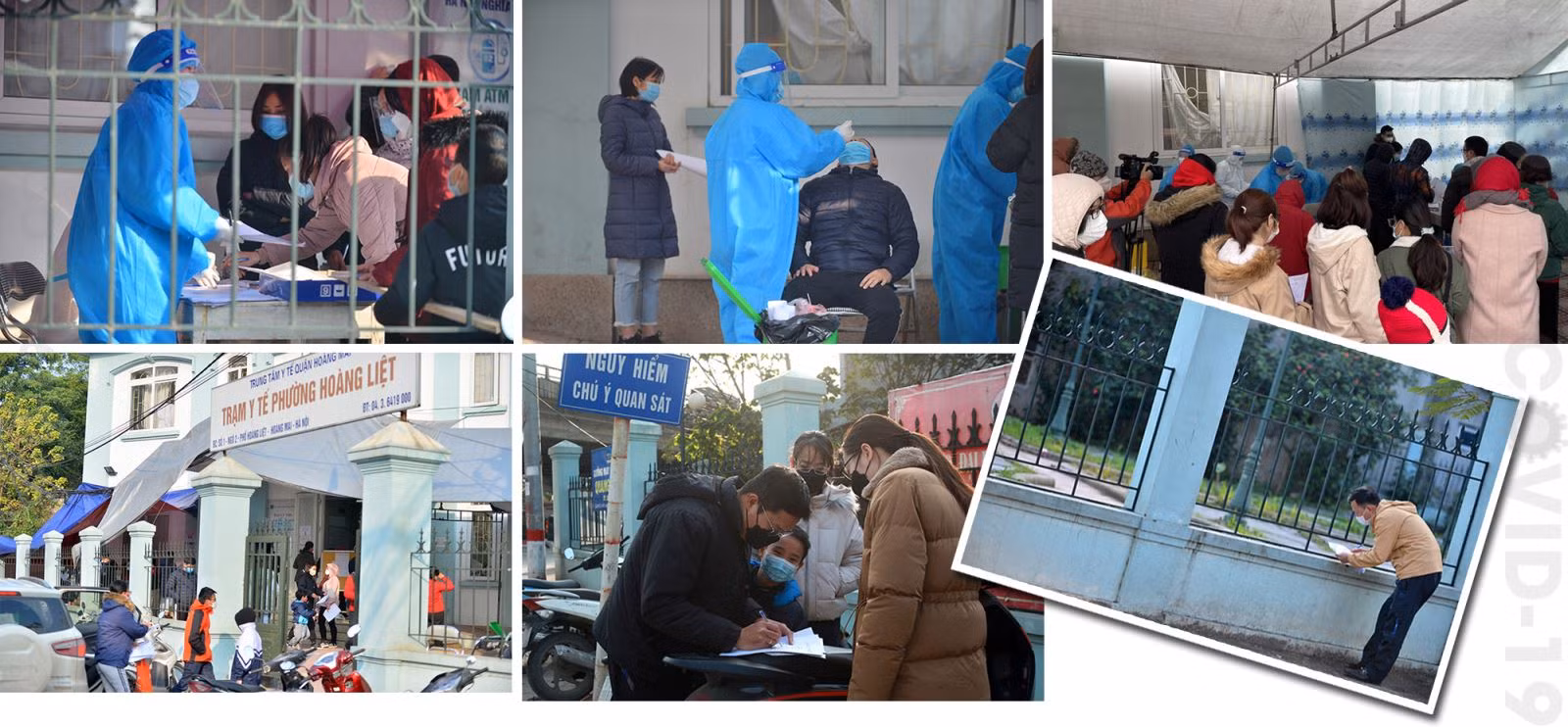 Chiều 23/2, nhiều người dân phường Hoàng Liệt (quận Hoàng Mai, Hà Nội) phải xếp hàng tại Trạm Y tế phường Hoàng Liệt, đợi xét nghiệm COVID-19 để có thể được công nhận là F0.