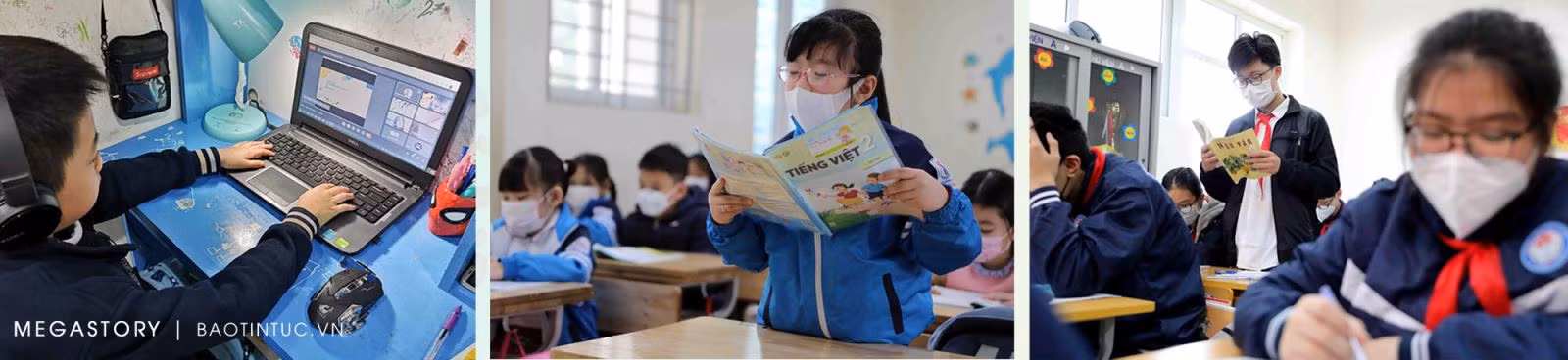 Ngành giáo dục kết hợp học trực tiếp tại trường và học trực tuyến.