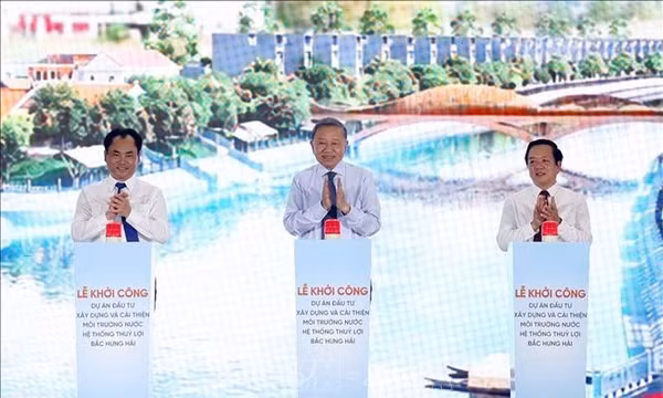 Tổng Bí thư, Chủ tịch nước Tô Lâm dự Lễ khởi công dự án nâng cấp hệ thống thủy lợi Bắc Hưng Hải