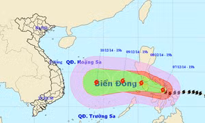 Trong 24 giờ tới, bão Hagupit di chuyển theo hướng Tây Tây Bắc