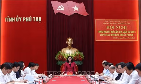 Thông qua kết quả kiểm tra, giám sát đợt 3 đối với Ban Thường vụ Tỉnh ủy Phú Thọ