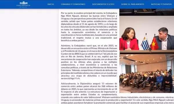 Quốc hội Uruguay đánh giá cao vai trò của Việt Nam và triển vọng hợp tác song phương