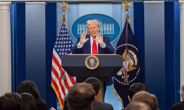 Tổng thống Mỹ Donald Trump phát biểu tại cuộc họp báo ở Nhà Trắng, Washington, D.C. Ảnh: THX/TTXVN