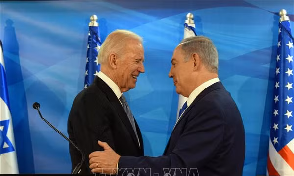 Thủ tướng Israel Benjamin Netanyahu và ông Joe Biden trong cuộc họp báo chung tại Jerusalem ngày 9/3/2016. Ảnh tư liệu: AFP/TTXVN (Không được sử dụng, chia sẻ bởi bên thứ ba)