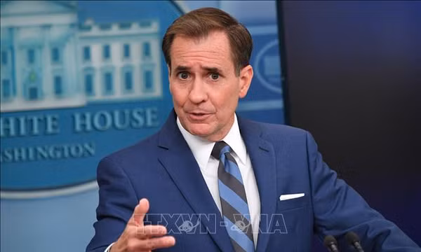 Phát ngôn viên Hội đồng An ninh Quốc gia Mỹ John Kirby. Ảnh: AFP/TTXVN (Không được sử dụng, chia sẻ bởi bên thứ ba)