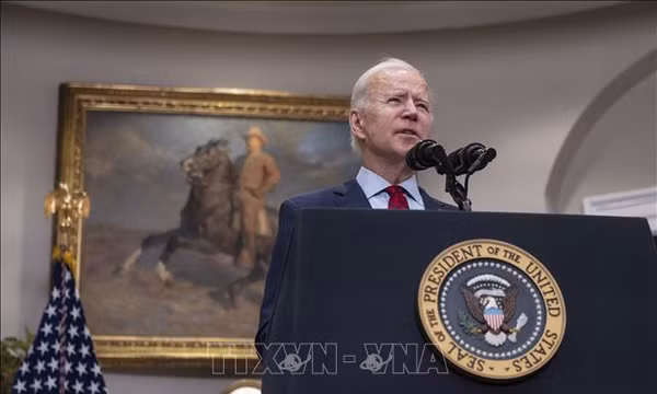 Tổng thống Mỹ Joe Biden phát biểu tại Washington, DC, ngày 27/2/2021. Ảnh: AFP/TTXVN (Không được phép sử dụng, chia sẻ bởi bên thứ ba)