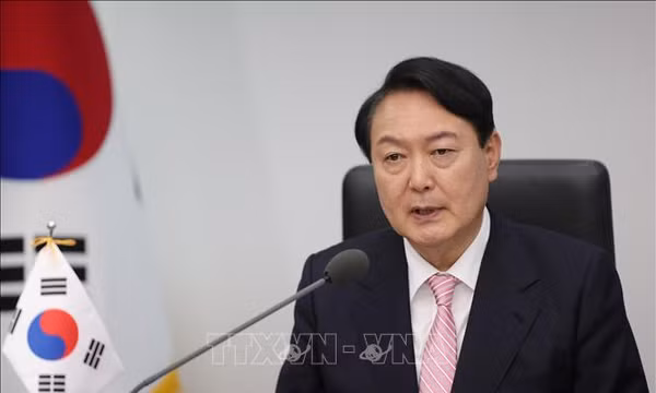 Tổng thống Hàn Quốc Yoon Suk-yeol phát biểu tại Seoul ngày 23/5/2022. Ảnh tư liệu: Yonhap/TTXVN