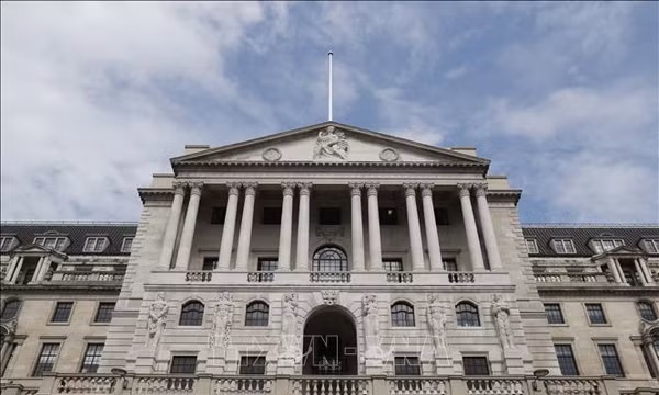 Trụ sở Ngân hàng Trung ương Anh (BoE) ở London. Ảnh: AFP/TTXVN (Không được phép sử dụng, chia sẻ bởi bên thứ ba)