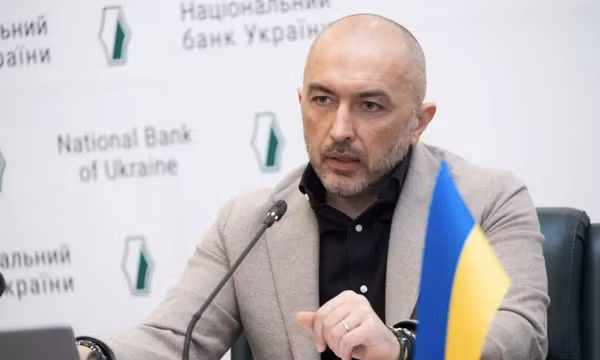 Thống đốc Ngân hàng Quốc gia Ukraine (NBU) Andriy Pyshny tại cuộc họp với phái đoàn Quỹ Tiền tệ Quốc tế (IMF) ở Kiev vào ngày 12/2/2024. Ảnh: Ngân hàng Quốc gia Ukraine/Facebook