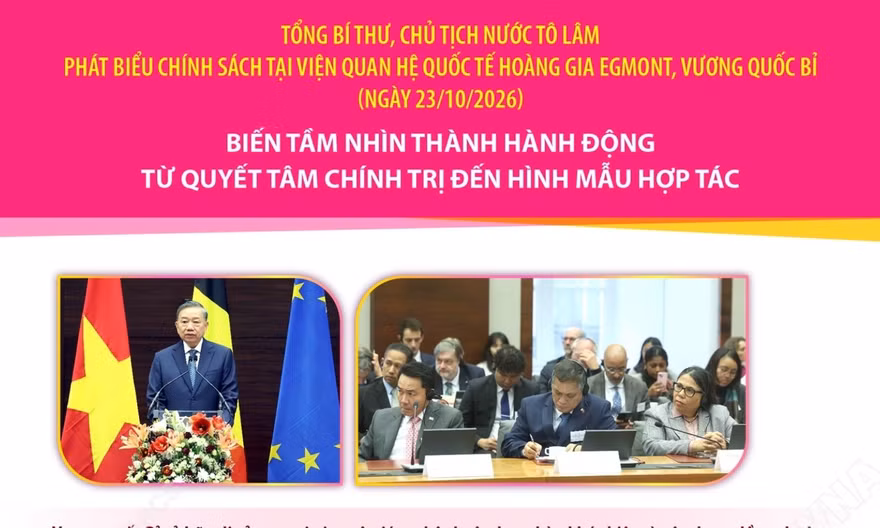 Tổng Bí thư, Chủ tịch nước Tô Lâm phát biểu chính sách tại Viện Quan hệ Quốc tế Hoàng gia Egmont, Vương quốc Bỉ