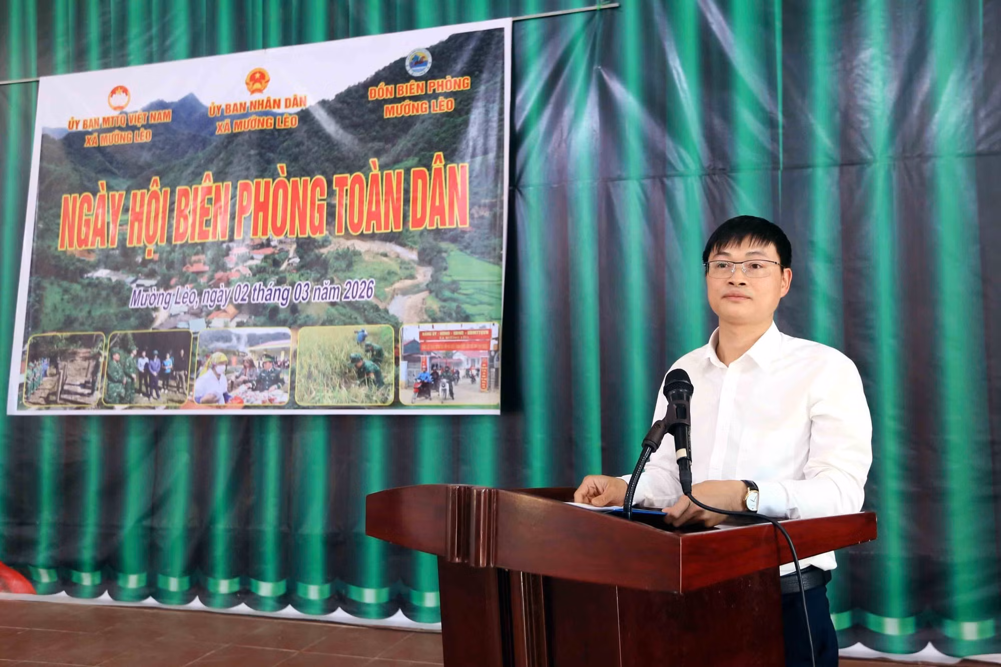Phó Bí thư Thường trực Đảng ủy xã Mường Lèo Lê Đức Trường phát biểu.