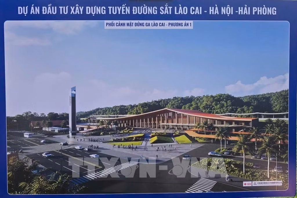 Phối cảnh Dự án đường sắt Lào Cai - Hà Nội - Hải Phòng. Ảnh: Hương Thu/TTXVN