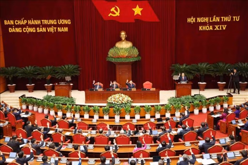Phiên Khai mạc Hội nghị lần thứ tư Ban Chấp hành Trung ương Đảng khóa XIV. Ảnh: Phương Hoa/TTXVN