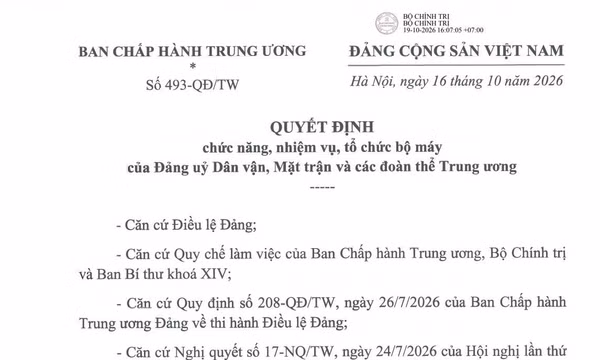 Chức năng, nhiệm vụ, tổ chức bộ máy của Đảng ủy Dân vận, Mặt trận và các đoàn thể Trung ương