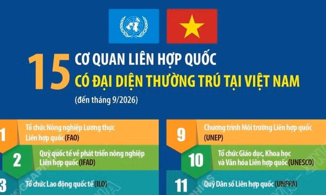 15 cơ quan Liên hợp quốc có đại diện thường trú tại Việt Nam
