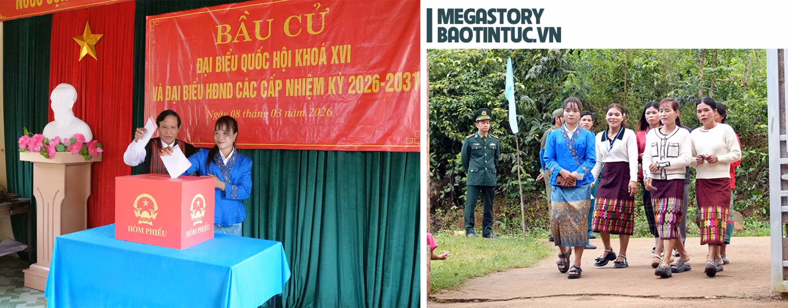 Đồng bào Bru - Vân Kiều tại các bản Hôi Rấy, Nước Đắng và Dốc Mây thuộc xã Trường Sơn (tỉnh Quảng Trị) nô nức đến các điểm bỏ phiếu tham gia bầu cử sớm đại biểu Quốc hội khóa XVI và đại biểu Hội đồng nhân dân các cấp nhiệm kỳ 2026 - 2031.