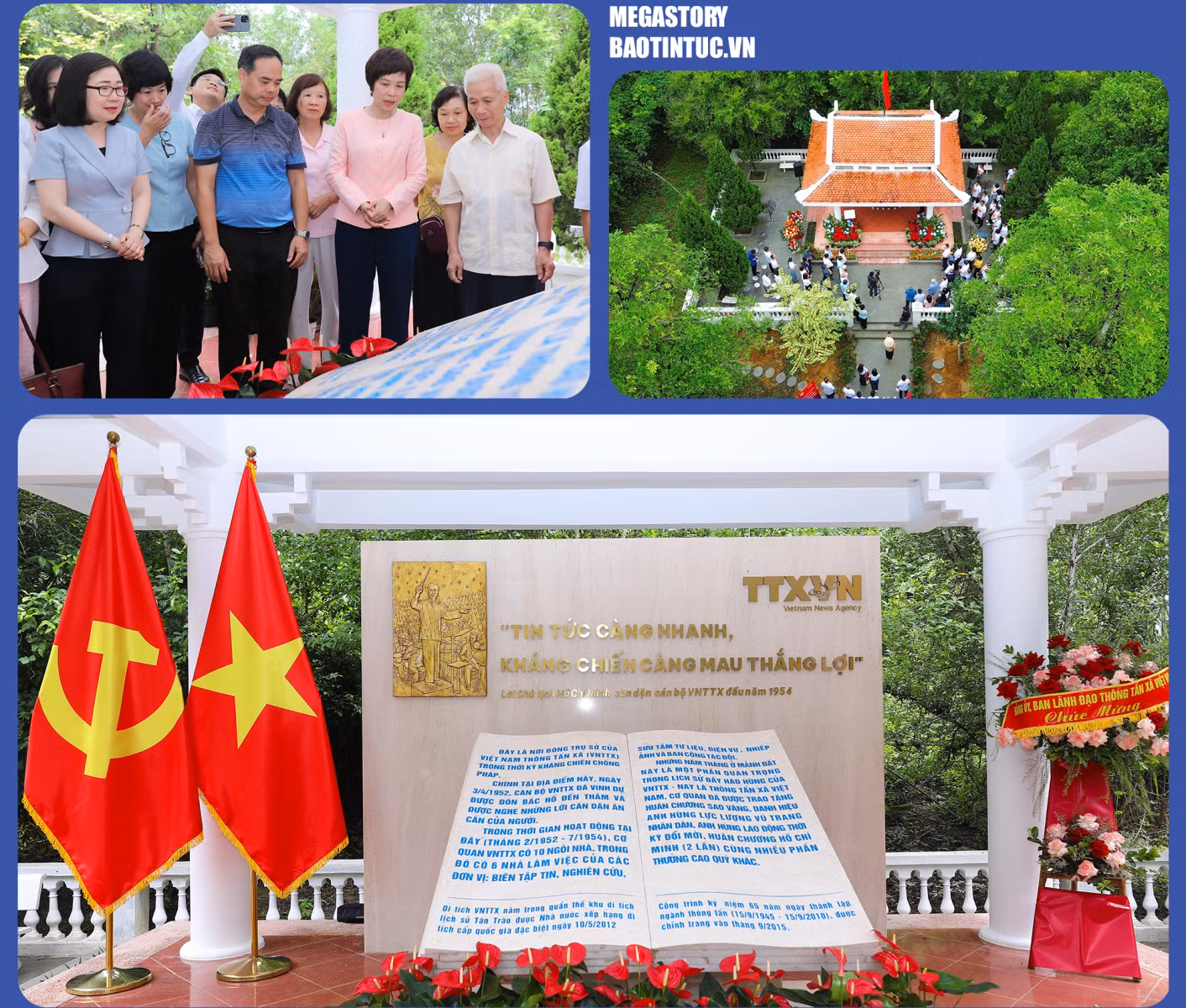 Khu di tích Việt Nam Thông tấn xã tại xã Tân Trào, tỉnh Tuyên Quang, là nơi đặt trụ sở Việt Nam Thông tấn xã giai đoạn 1952-1954