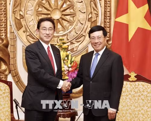 Phó Thủ tướng Phạm Bình Minh tiếp trưởng ban Nghiên cứu chính sách đảng LDP Nhật Bản ảnh 1