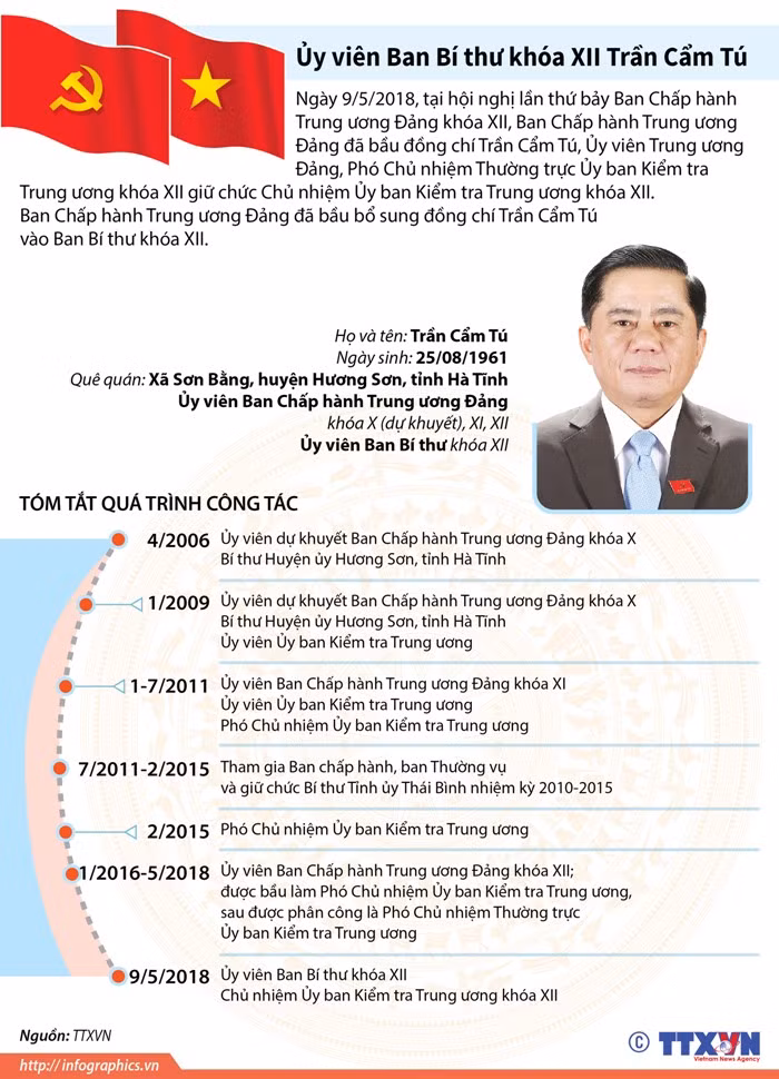 Ủy viên Ban Bí thư khóa XII Trần Cẩm Tú ảnh 1