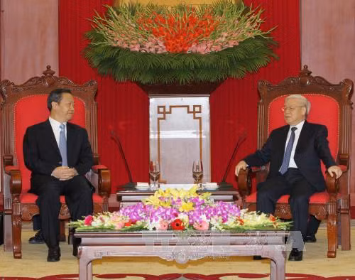 Tổng Bí thư Nguyễn Phú Trọng tiếp Bí thư Khu ủy Quảng Tây ảnh 1