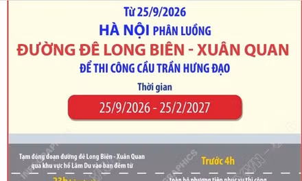 Phân luồng đường đê Long Biên - Xuân Quan để thi công cầu Trần Hưng Đạo