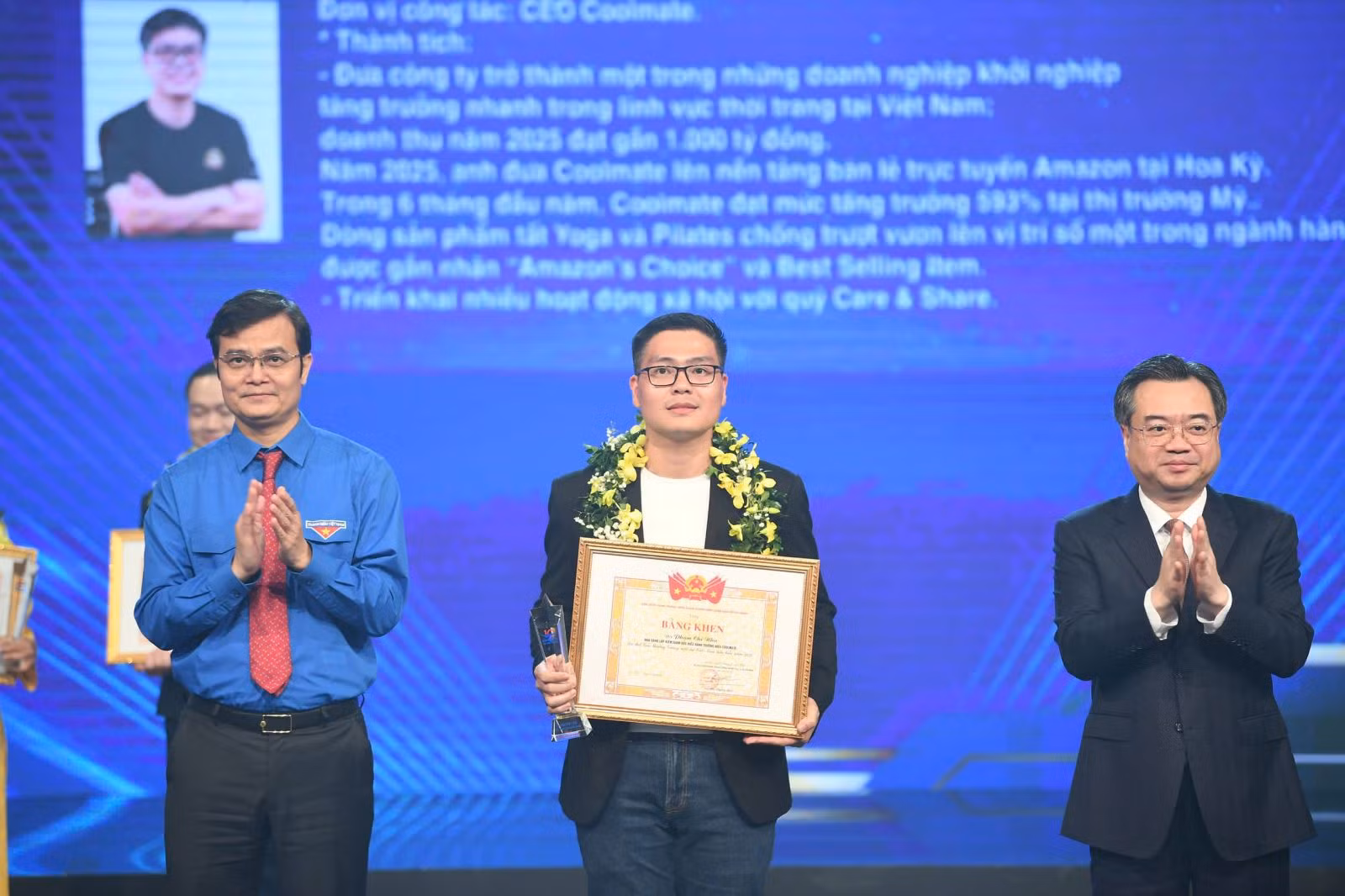 Anh Phạm Chí Nhu, Giám đốc điều hành Coolmate, vinh dự nhận giải thưởng Gương mặt trẻ Việt Nam tiêu biểu 2025.