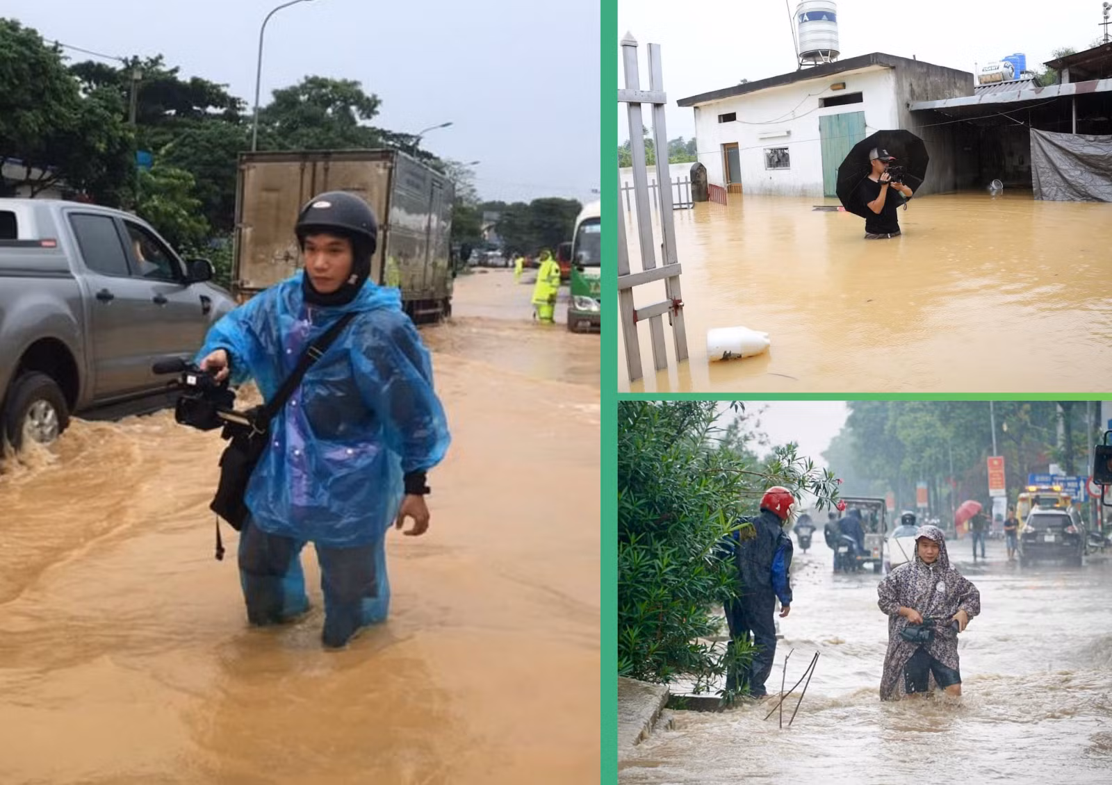 Phóng viên Mai Huy Mạnh “chạy đua” với lũ lụt tại xã Nam Phương Tiến, huyện Chương Mỹ (TP Hà Nội)