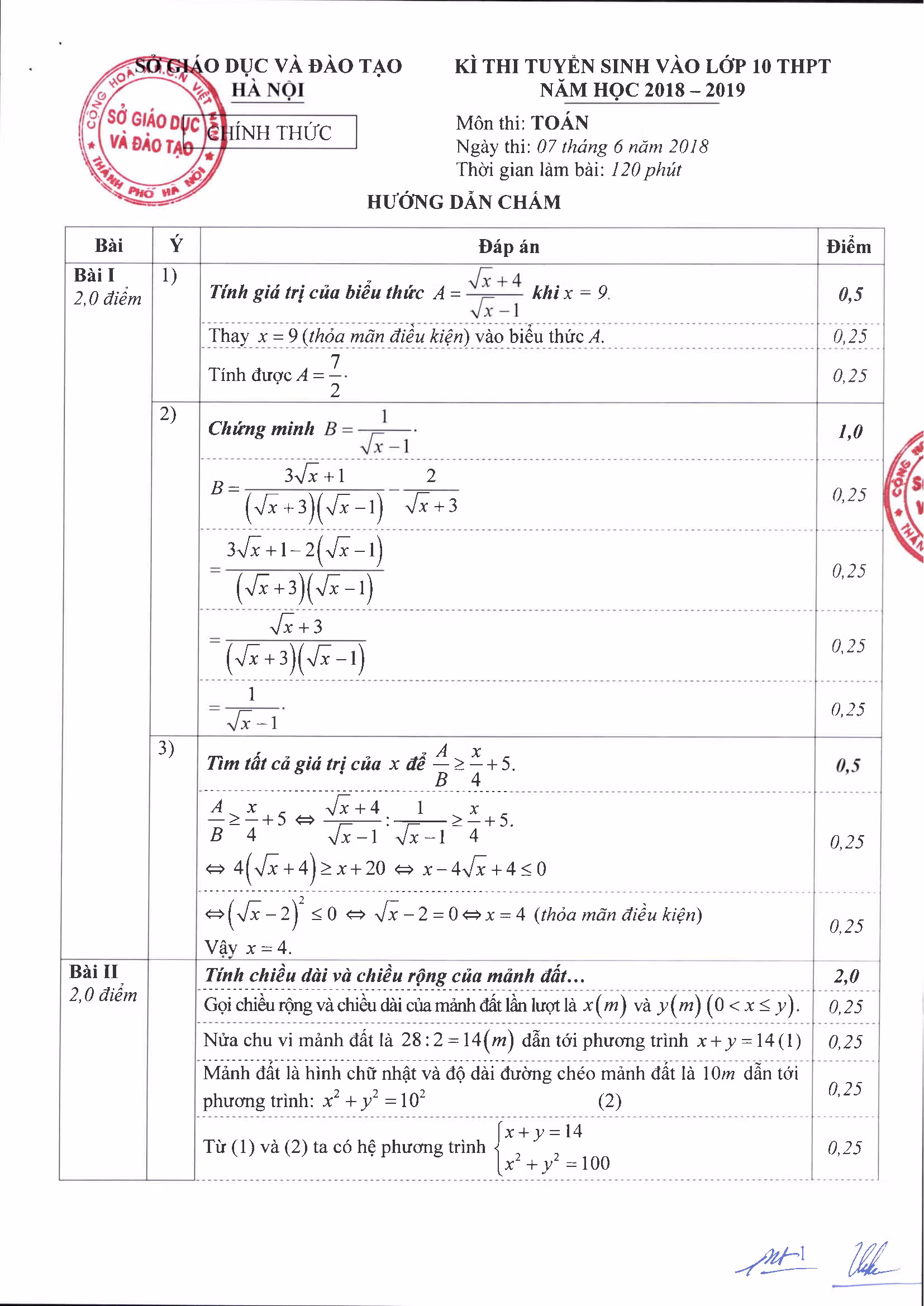 Sở Giáo dục - Đào tạo Hà Nội công bố đáp án môn Toán vào lớp 10 ảnh 1