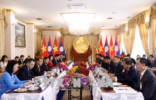 Phó Chủ tịch nước Đặng Thị Ngọc Thịnh bắt đầu thăm chính thức Lào ảnh 2