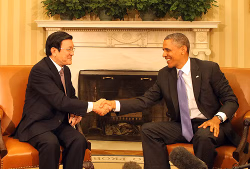 Chủ tịch nước Trương Tấn Sang hội đàm với Tổng thống Hoa Kỳ Barack Obama ảnh 1