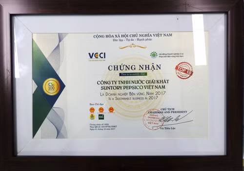 Suntory PepsiCo Việt Nam - Top 100 Doanh nghiệp bền vững 2017 ảnh 1