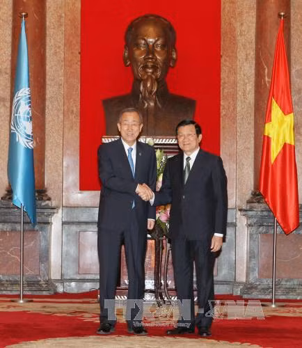 Chủ tịch nước tiếp Tổng Thư ký Liên hợp quốc Ban Ki-moon ảnh 1