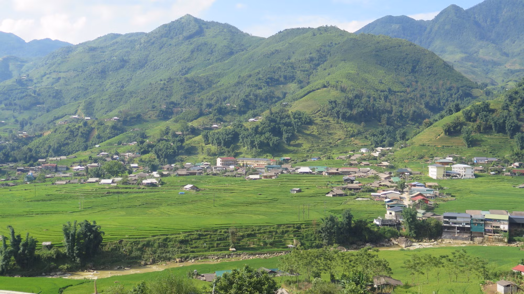 Bản làng thanh bình giữa mùa lúa xanh ở Tả Van.