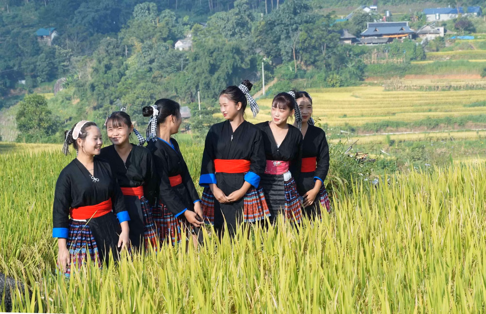Vè đẹp của thiếu nữ Mông tại Ngày hội “Mùa vàng Tả Lèng - Hương lúa giữa non cao”.