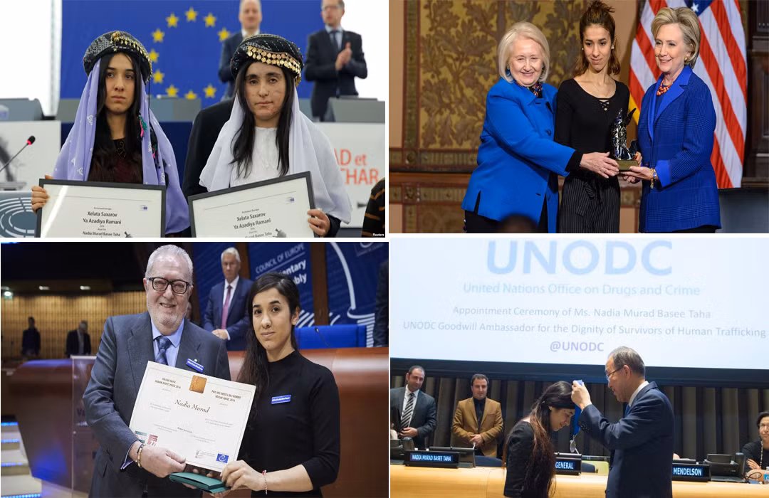 Những lần Nadia Murad nhận giải thưởng nhờ sự đấu tranh cho phụ nữ.