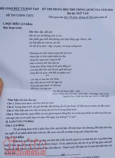 Kỳ thi THPT Quốc gia 2018: Đề thi môn Ngữ văn có độ phân hóa tốt nhất từ trước đến nay ảnh 2