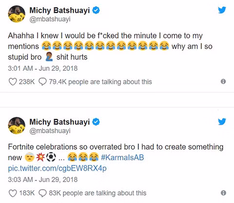 Batshuayi ăn mừng bằng pha đá bóng... trúng mặt, bị chê 'ngu dốt' nhất World Cup 2018 ảnh 4