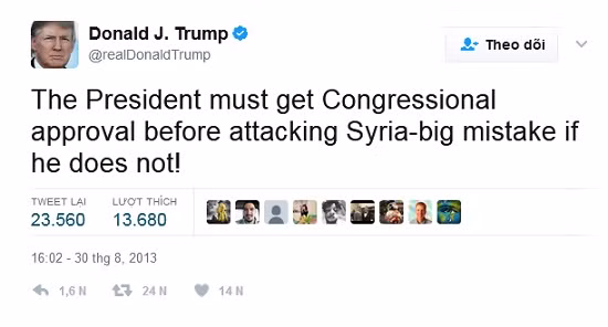 Tổng thống Mỹ Donald Trump từng ngăn ông Obama tấn công Syria ảnh 1